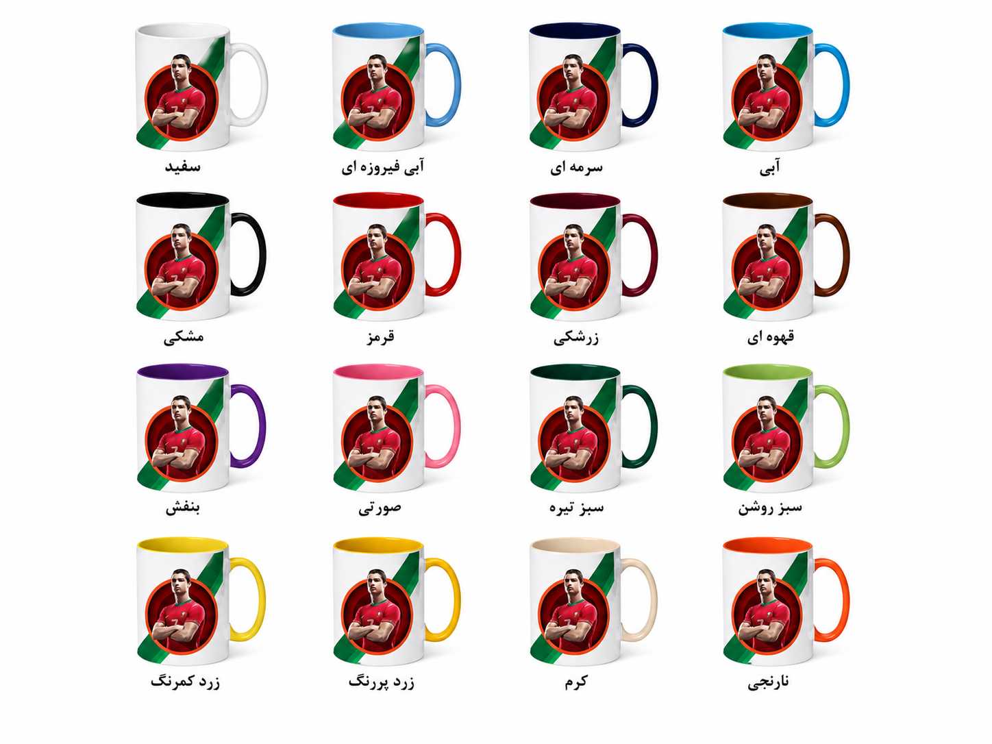 ماگ (لیوان) طرح رونالدو با نوشته CR7 و طراحی فوتبالی کد115